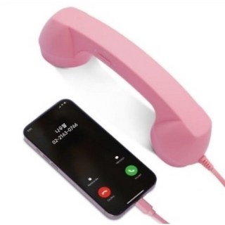 UB C타입 레트로 수화기 Y2K 스마트폰 전화기 헤드폰, 1개, 핑크