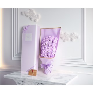 엠제이 30송이 로즈 장미 조화 선물용 꽃다발, 미드나잇 바이올렛 (엽서포함), 1개