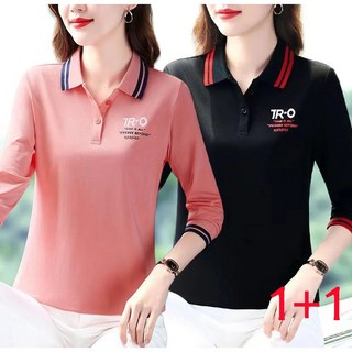 녕동 1+1 빅사이즈 (M-5XL) 여성 카라넥 7부소매 티셔츠 루즈핏 슬림 캐주얼 스포츠 티셔츠 데일리룩