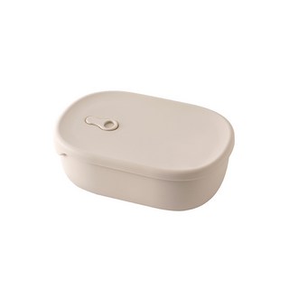 便攜式硅膠飯盒 大容量可微波爐加熱餐盒 食品級圓形便當盒 - 250ml/700ml, 1個, 方形飯盒900ml 米白色, 米白色