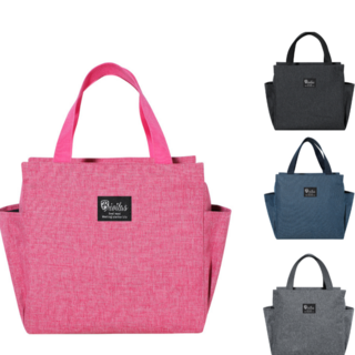 퀸페어리 여행 피크닉 보온보냉 캔버스 캠핑 직장인 심플 쿨러백1+1, 핑크