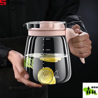 防爆玻璃冷水壺，大容量，加厚高硼硅材質，適用茶吧機燒水, 1個, 翡翠綠,1700ML【開水不炸裂】