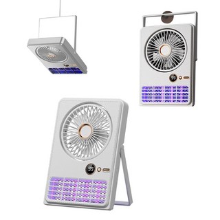 Garrl 아웃도어 선풍기 다기능 스탠드형 선풍기 책상용 벽걸이용 캠핑 가정용 5단계 풍속 조절, 화이트