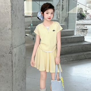 해피델리 주니어 반팔집업 플리츠 스커트 세트 키즈 여름상하복 데일리 등원룩 초등학생투피스 여름투피스 주니어 여아 속바지