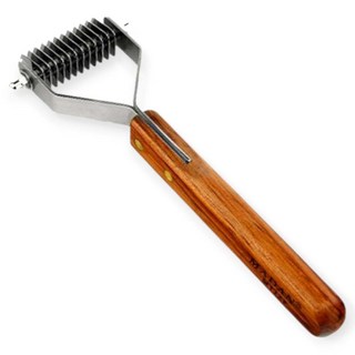 MADAN 마단코트킹 M112Y 12핀 좁은폭 강아지 고양이 털관리, 나무손잡이, 1개