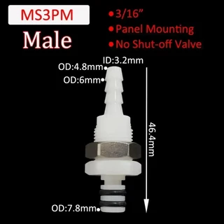 3/16 1/4 S 시리즈 퀵 커플러 연결 해제 피팅 커플링 조인트 호스 파이프 튜브 바브 밸브용 차단 수 암컷 1, 03 MS4HCC, 1개