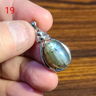 灰月光石拉長石吊墜，強光蛋面設計，天然水晶玉石飾品特賣，展現獨特魅力#B542-7