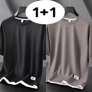 2장묶음(1+1) 빅사이즈 남성 반팔티 레이어드 와플 여름티 남자 블레이저 심츨 반팔 티셔츠 상의