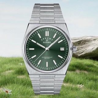2024 남성용 스테인리스 스틸 쿼츠 시계 50m 방수 블루 컬러 야광 37mm 럭셔리 시계 신제품, 8) SilverGreen37MM