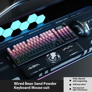 EWEADN V102 촉각 스위치 게임용 키보드 및 마우스 콤보 RGB 백라이트 PC Mac 방진 디자인 사무실 매우 반, 03 D 99 keys wired