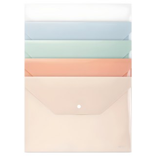 델리 파스텔 똑딱이 봉투파일 5종 세트, A4, 5개