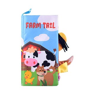 雪倫小舖 布書 可愛動物尾巴安撫玩具，柔軟觸感，聲響設計，刺激感官發展，學前教育好幫手, 農場-F, 1個