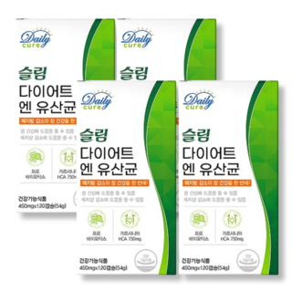 데일리큐어 다이어트 유산균 식약청인증 체지방 감소 프로바이오틱스, 4개, 120정