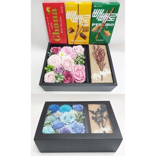 영하우스 빼빼로데이 빼빼로 선물 세트 비누꽃 플라워박스 꽃상자 여자친구 남자친구 선물추천, 1개, 빼빼로 플라워박스 핑크+쇼핑백