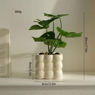 Good Lab 60cm高仿真龜背葉 仿真綠植物 龜背芋 植物盆栽 居家商業裝飾, 1個, A方盆龜背夜(W0116)