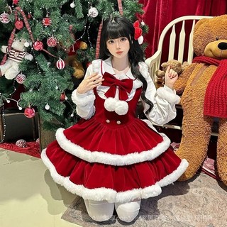 嘉義出貨 聖誕節洛麗塔套裝新年戰袍百搭lolita甜心蝴蝶結純慾連衣裙聖誕服 聖誕節衣服 聖誕裝聖誕活動服 耶誕節套裝