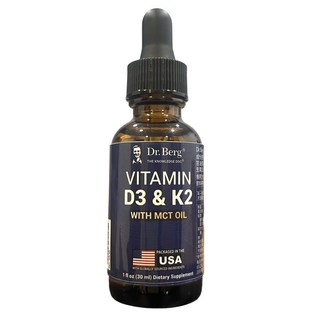 Dr. Berg 維生素D3 & K2滴劑 含MCT油 促進鈣質吸收 支持骨骼健康, 1個, 1 fl oz (30 ml)