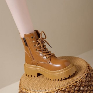 優選大碼馬丁靴女 41-43碼 大碼女鞋增高馬丁靴秋冬係帶復古短靴