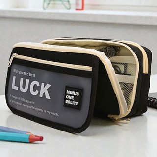 더레이젠 초대용량 정리왕 필통 파우치 중학생 고등학생 대학생, 1개, 블랙