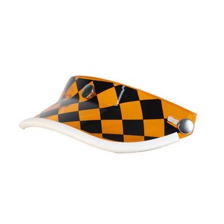 알테쉬 오토바이 오픈페이스 헬멧 썬바이저 똑딱이 체크 패턴 쉴드, 옐로우