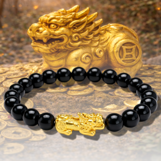 루브론 재물운 부르는 흑요석 비휴 염주 팔찌 삼재 액막이