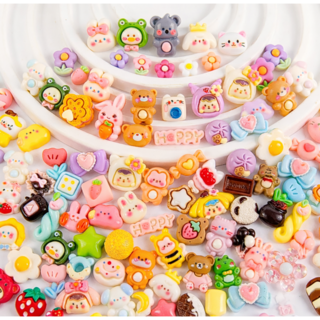 귀여운 미니 데코덴 파츠 100개 DIY 폰꾸 탑꾸 꾸미기, 1세트