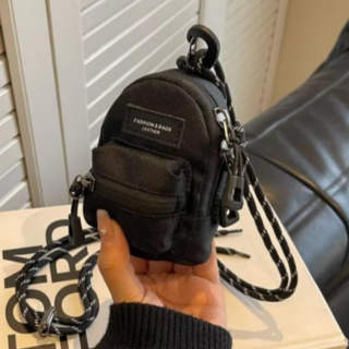 글로우엘 마이크로 미니 파우치 키링 동전지갑 이어폰 파우치, 1개, 블랙