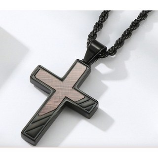 高質感鈦鋼原創設計拉絲十字架項鍊基督教十字架吊墜項鍊受洗禮物情人節禮物交換禮物
