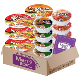 컵라면세트 팔도(왕뚜껑3+김치왕뚜껑3)+농심(육개장사발면4+김치사발면4), 1박스