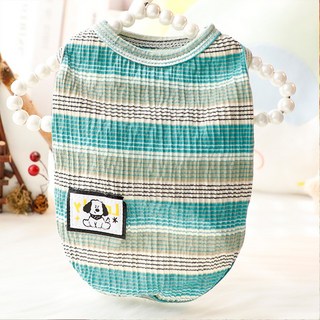 강아지옷 민소매 면 나시 스트라이프 티셔츠, 1개, 녹색