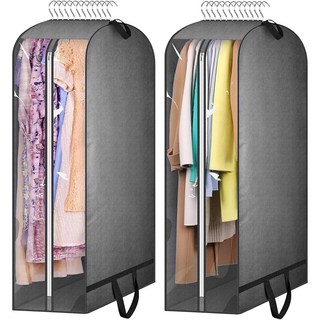 HahnRay<2개>부직포 와이드 옷커버 휴대용 옷커버 가방형 손잡이 있음 측면투명 디자인 대용량60*110*25cm, 1세트, 2개입