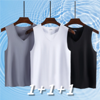 런닝 냉감 쿨티 V넥 무봉제 노라인 남자쿨나시 민소매 남성런닝 여름 쿨티 기능성나시 1+1+1(4색상 중 선택)