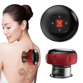 Garrl 전동 괄사 안마기 온열 괄사 흡입력 셀프 마사지기 12단계 온열 흡입 남녀공용 휴대가능, 레드