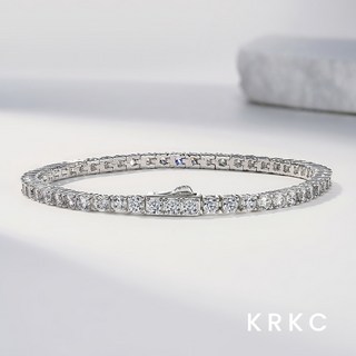 KRKC 큐빅지르코니아 실버 테니스팔찌 여성 데일리 샤인 테니스 팔찌
