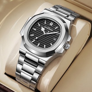 新款直播手錶 男士雙日曆夜光石英不鏽鋼手錶