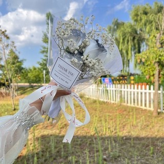 迷你乾燥花束 小清新香皂花束 畢業花束 婚禮小禮物 情人節禮物 佈置小花束 臺南出貨, 3朵黑巴剋, 1個