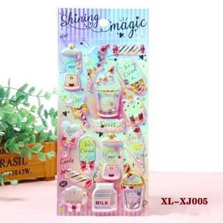 萱寶媽咪baby童裝館 聖誕節泡泡貼3D立體水晶寶石貼紙，閃亮燙金鑽石裝飾，多款動物交通工具造型泡綿立體貼紙, 049-XL-XJ05燙金貼紙