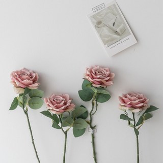 仿真玫瑰乾燥花畢業花束：拍照道具、背景裝飾，多色可選, 胭粉一支, 1個