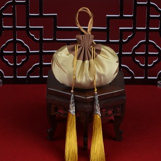 竹子宮廷香囊 中國風香包 附流蘇 漢服禮品 福袋 隨身吊飾, 1個, 黃色,空袋