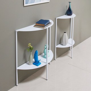 젠토리 폭좁은 반달 현관 복도 콘솔테이블, 화이트+중형