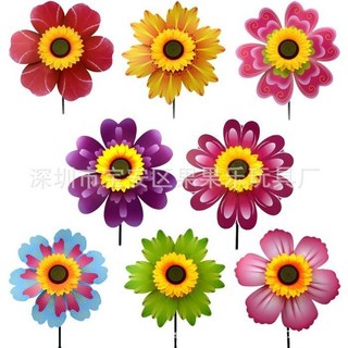 台中出貨 單層太陽花風車 幻彩風車 彩虹風車 戶外裝飾 透明彩膜風車 旋轉風車 園林布置, 幻彩