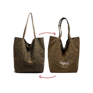 삼송언니 가벼운에코백 레오파드 양면 숄더백