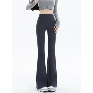 LadyShare 韓版墜感高腰顯瘦喇叭褲 瑜珈褲 長褲 休閒拖地褲 顯腿長 落地寬褲