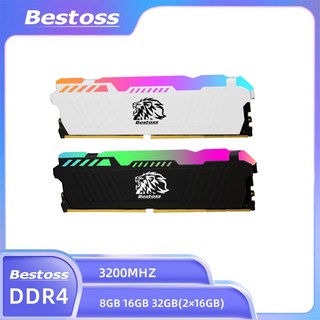데스크탑용 Bestoss Memoria RAM RGB DDR4 8GB 16GB 32GB(2x16GB) 키트 3200 3600MHz 288핀 1.2V DIMM RAM, [08] 8GB 3200MHz (White), 08 8GB 3200MHz (White)