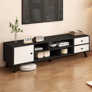 오아루 티비다이 서랍 도어 거실장, 블랙화이트