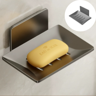 바이브라이프 무타공 비누받침 물빠짐 거치대 화장실 욕실 받침대, 그레이, 1개