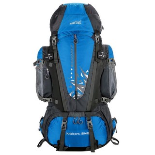登山 露營 野戰 背包 戶外背包 旅行背包 大容量 後背包 80L雙肩背包 男女 運動 防潑水 露營 帳篷 旅游 徒步包, B款天藍色