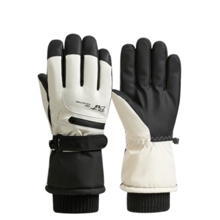 加絨保暖滑雪手套, 米色-男款, 1套