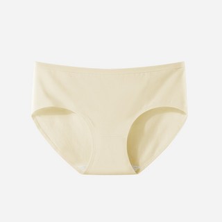 Serlace純棉女士內褲 無痕舒適三角褲 極簡透氣純棉內褲 多色可選, 黃色