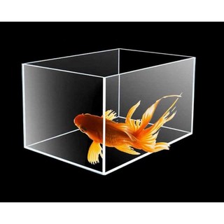透明壓克力魚缸訂做 鬥魚缸Mini水族箱 桌上小型長方形魚缸 孔雀魚水草缸訂做, 1個